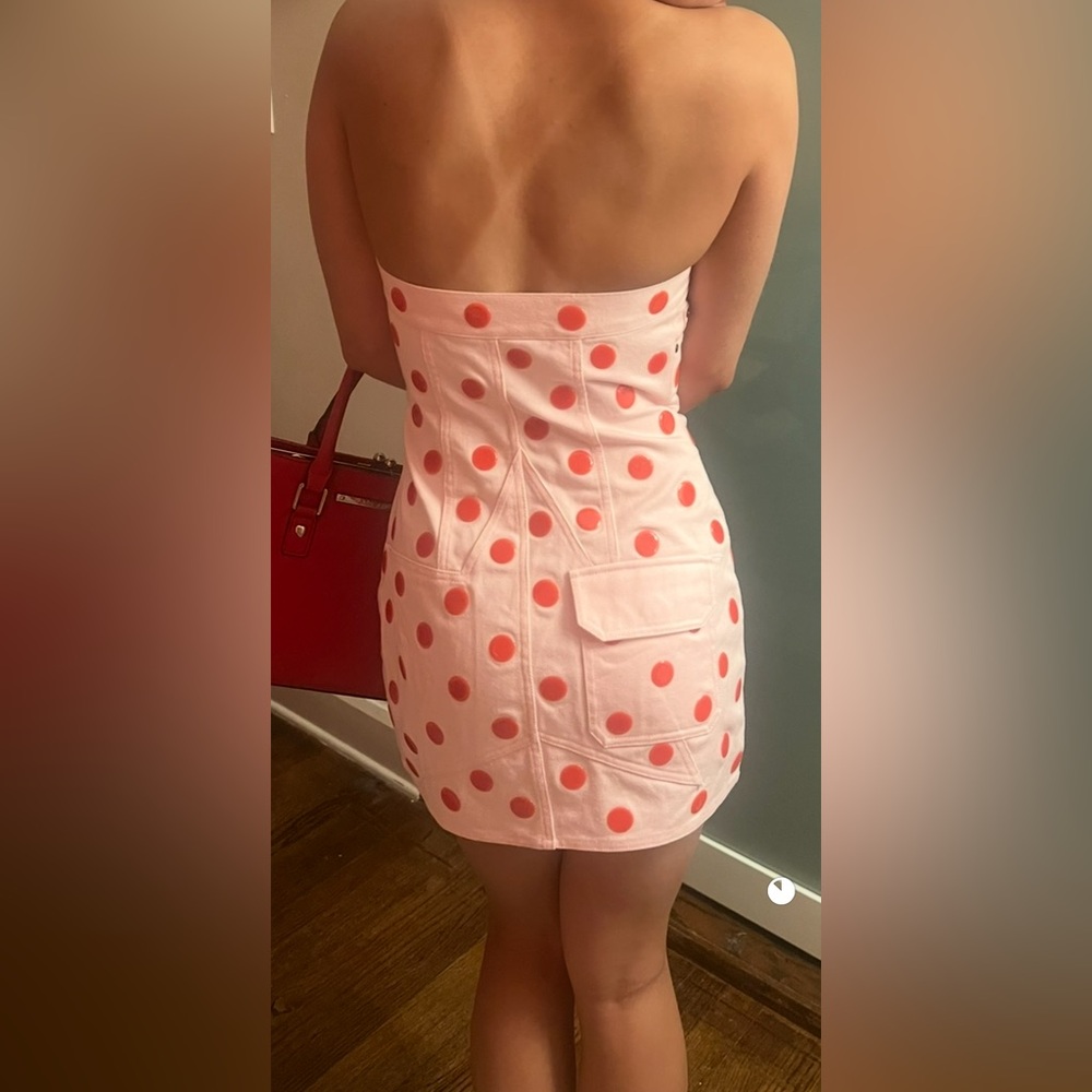 Area Star Pink Polka Dot Denim Dress - Picture 4 of 8